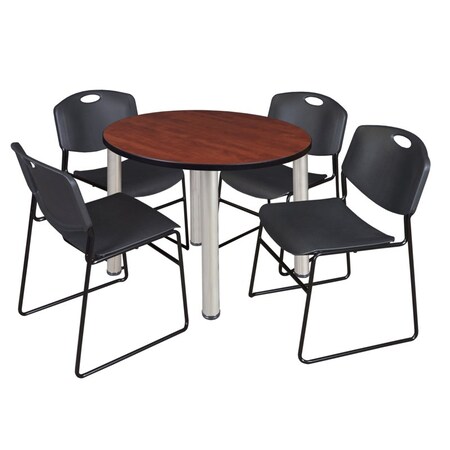Regency Kee Round Table & Chair Set, Wood, Metal, Polypropylene Top TB42RNDCHBPCM44BK